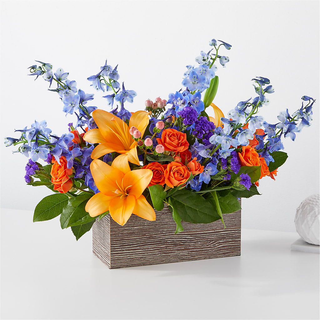 Radiant Citrus Box Bouquet – Flowerama #186, Oklahoma City OK