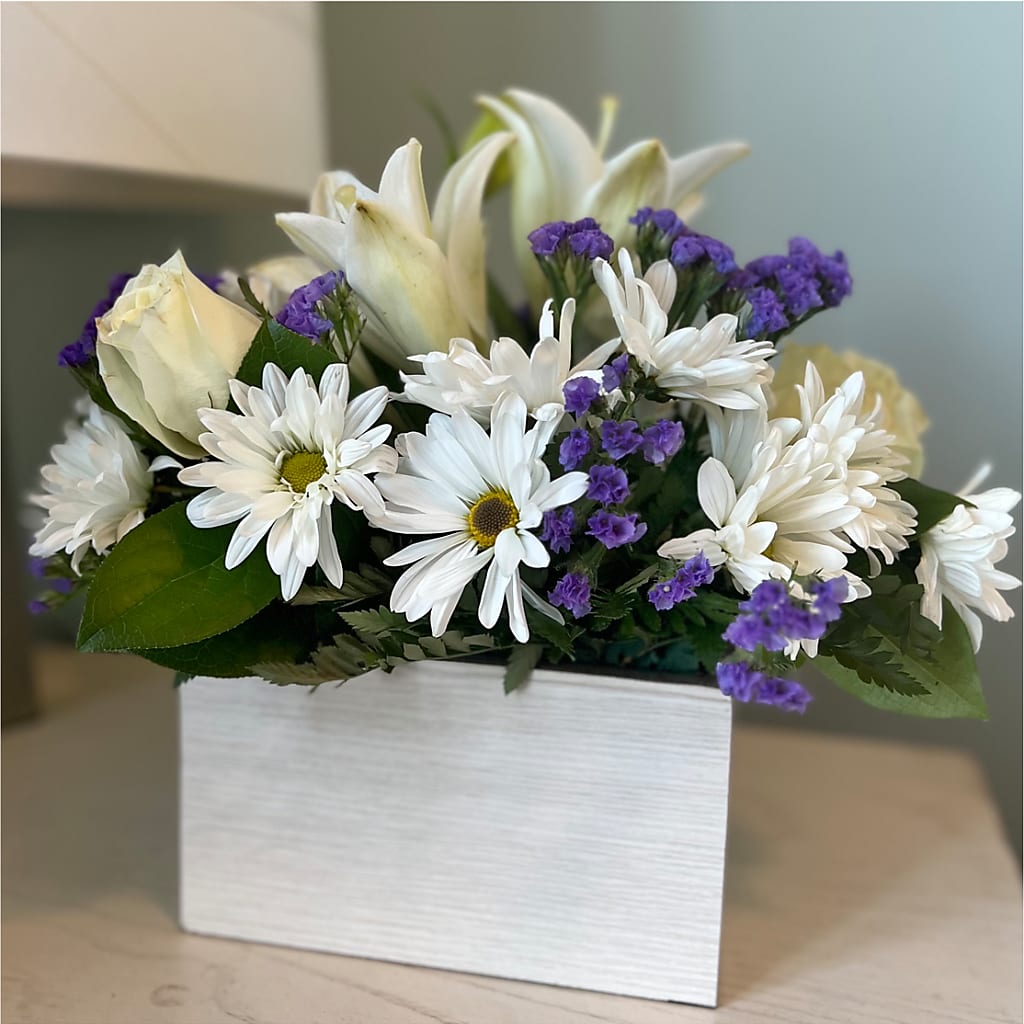 Beyond Blue Box Bouquet – Flowerama #186, Oklahoma City OK