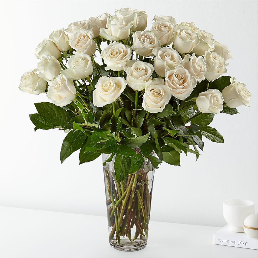 Long Stem White Rose Bouquet – Flowerama #186, Oklahoma City OK