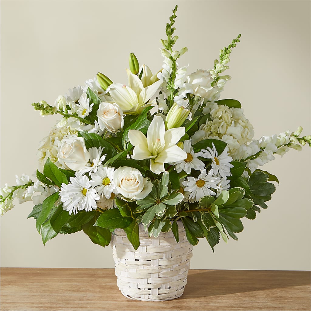 Ivory Elegance Floral Basket – Flowerama #186, Oklahoma City OK