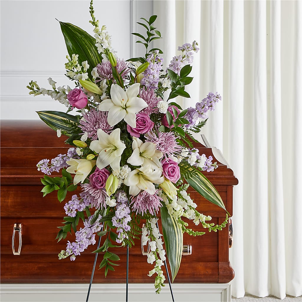 Grateful Hearts Standing Spray – Flowerama #186, Oklahoma City OK