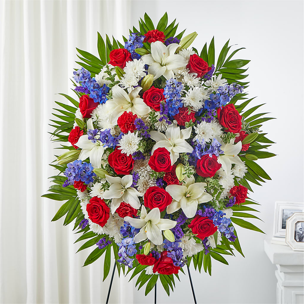 Cherished Service Standing Spray – Flowerama #186, Oklahoma City OK