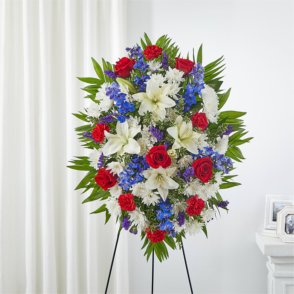 Cherished Service Standing Spray – Flowerama #186, Oklahoma City OK