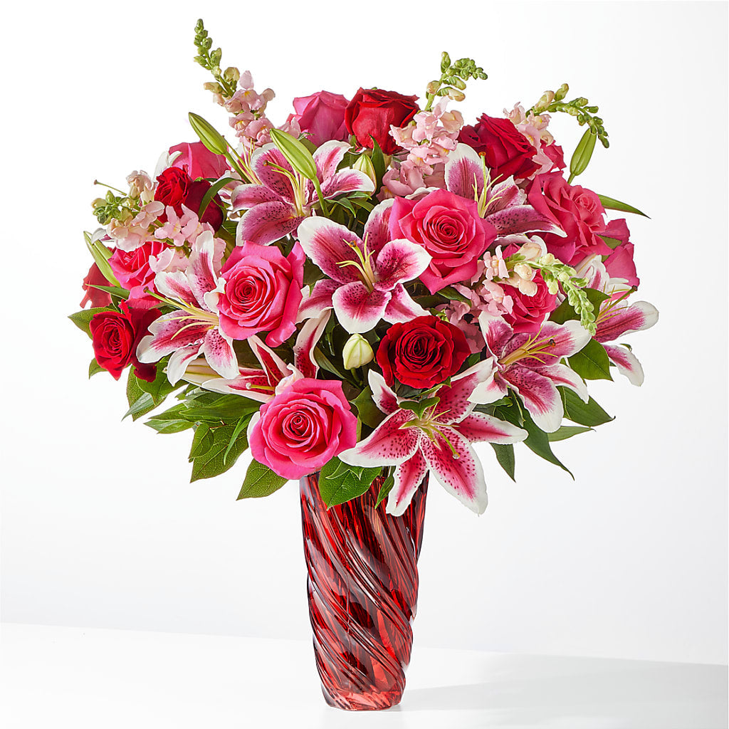 Always You Bouquet with Luxe Swirl Vase – Flowerama #186, Oklahoma City OK