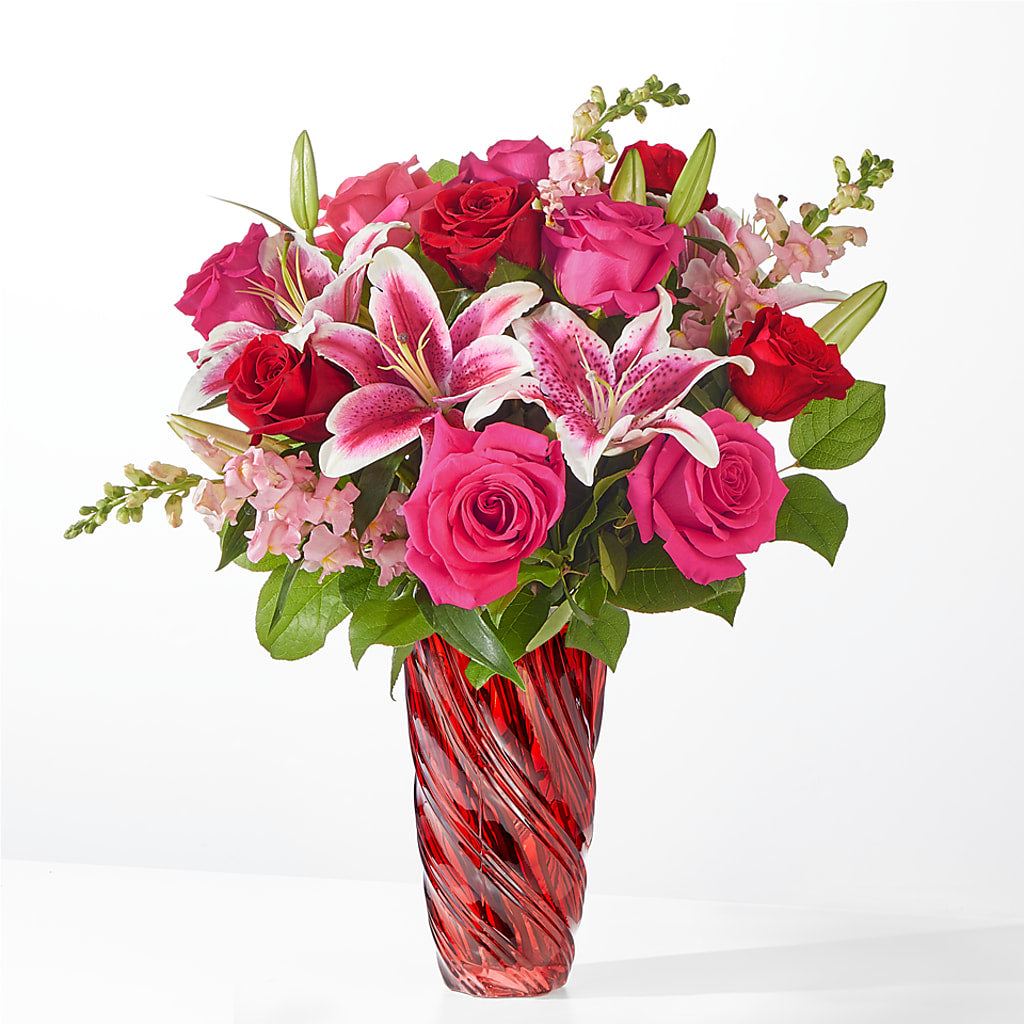 Always You Bouquet with Luxe Swirl Vase – Flowerama #186, Oklahoma City OK
