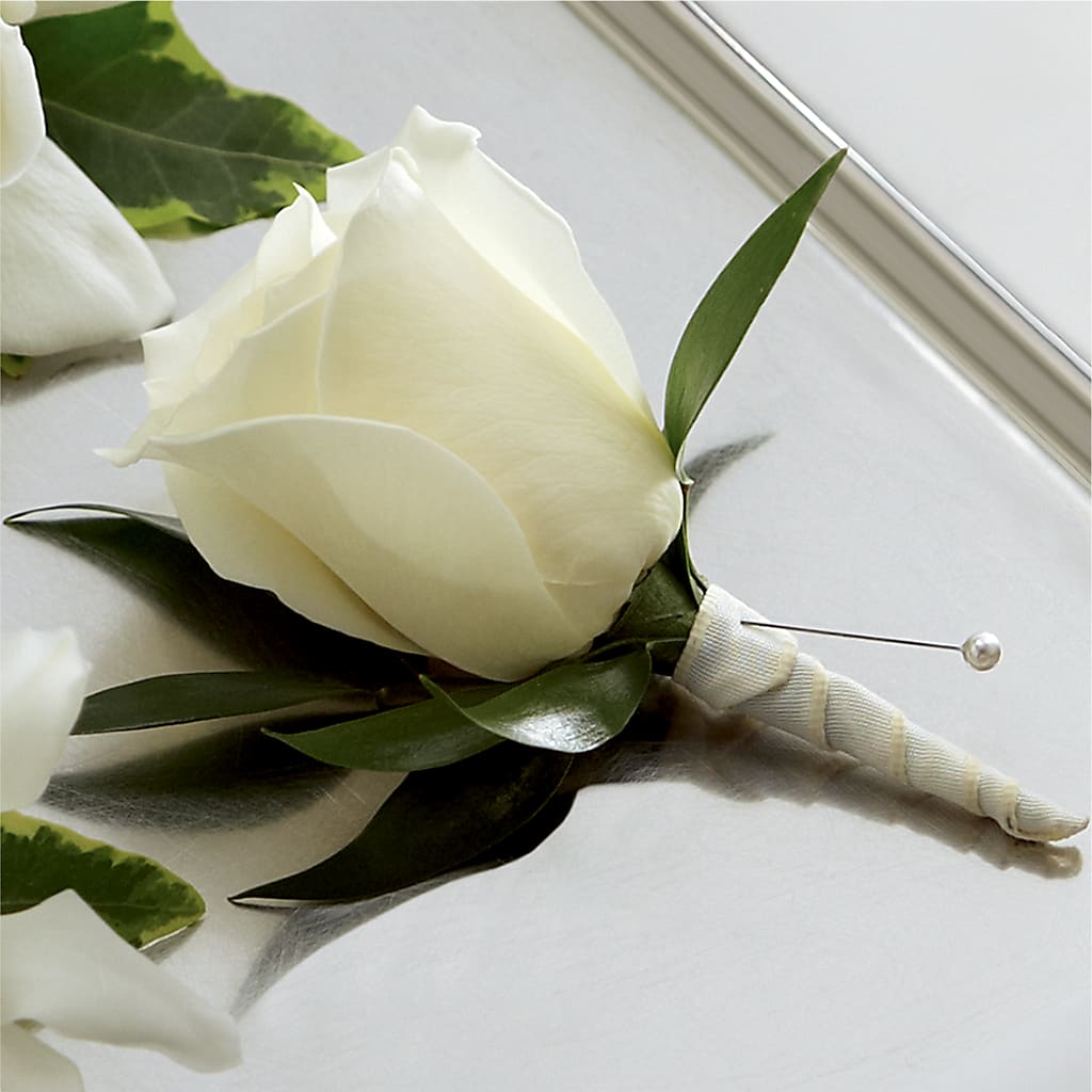 White Rose Boutonniere – Flowerama #186, Oklahoma City OK