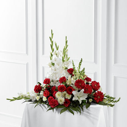 Crimson & White Arrangement –  Flowerama #186, Oklahoma City OK