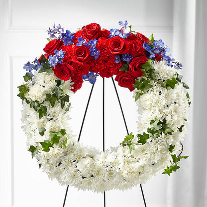 Patriotic Passion Wreath –  Flowerama #186, Oklahoma City OK