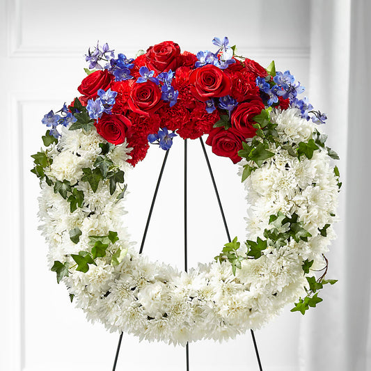 Patriotic Passion Wreath –  Flowerama #186, Oklahoma City OK