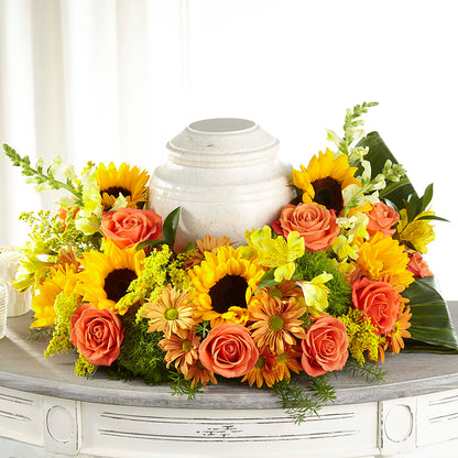 Faithful Sunflower Cremation Adornment –  Flowerama #186, Oklahoma City OK