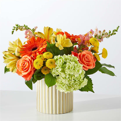 Autumn Sunshine Bouquet with Ivory Vase –  Flowerama #186, Oklahoma City OK