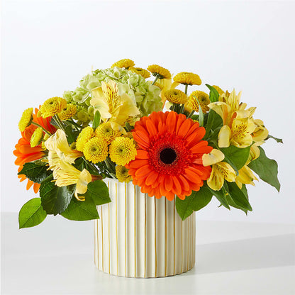 Autumn Sunshine Bouquet with Ivory Vase –  Flowerama #186, Oklahoma City OK