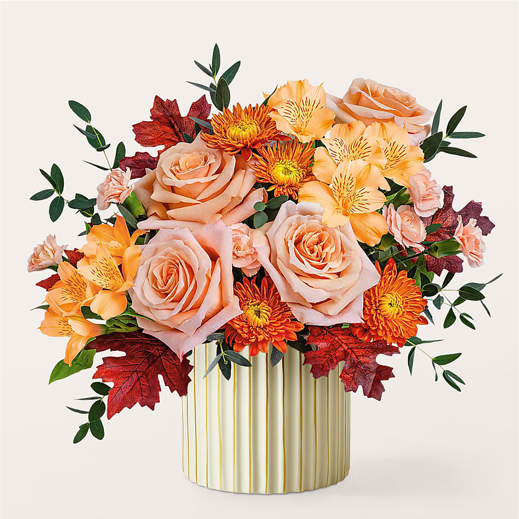 Spiced Latte Bouquet with Ivory Vase –  Flowerama #186, Oklahoma City OK