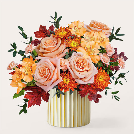 Spiced Latte Bouquet with Ivory Vase –  Flowerama #186, Oklahoma City OK