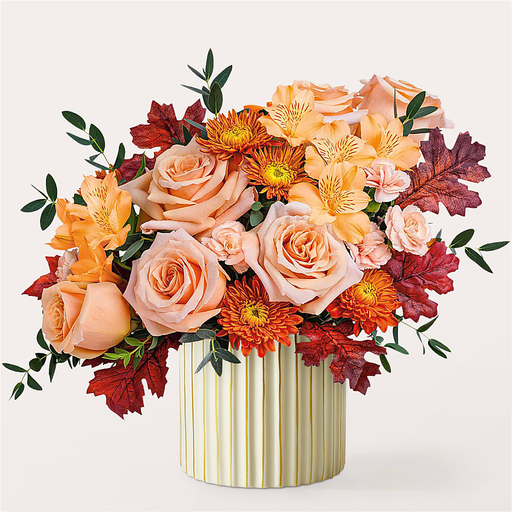 Spiced Latte Bouquet with Ivory Vase –  Flowerama #186, Oklahoma City OK