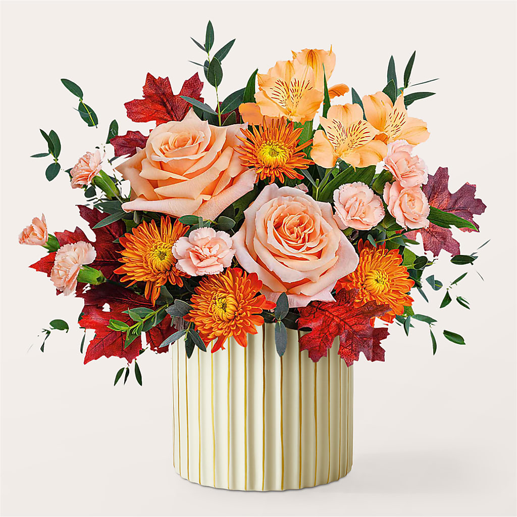 Spiced Latte Bouquet with Ivory Vase –  Flowerama #186, Oklahoma City OK